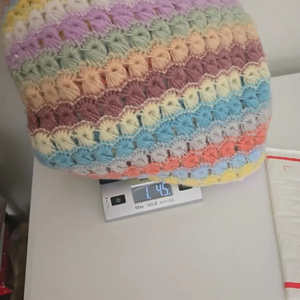 Handmade Rainbow Crochet Afghan Throw Blanket With Fringe Pastel Cottagecore